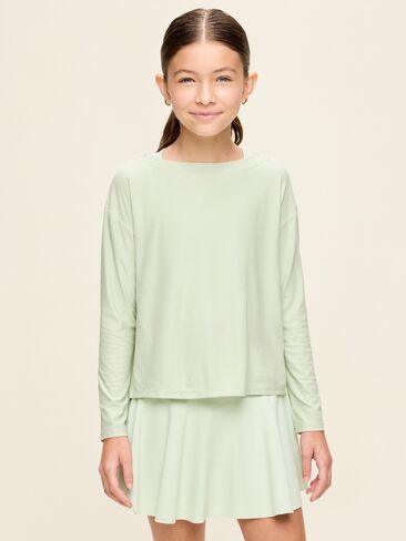 Old Navy CloudMotion Long-Sleeve Cross-Back Top for Girls - Soft Aloe in Kuwait