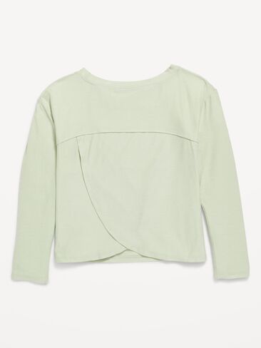 Old Navy CloudMotion Long-Sleeve Cross-Back Top for Girls - Soft Aloe in Kuwait