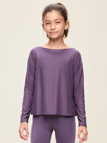Old Navy CloudMotion Long-Sleeve Cross-Back Top for Girls - Story Dust in Kuwait