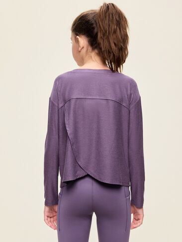 Old Navy CloudMotion Long-Sleeve Cross-Back Top for Girls - Story Dust in Kuwait