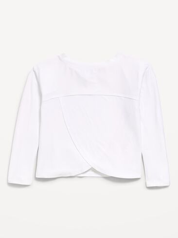 Old Navy CloudMotion Long-Sleeve Cross-Back Top for Girls - White Lilies in Kuwait