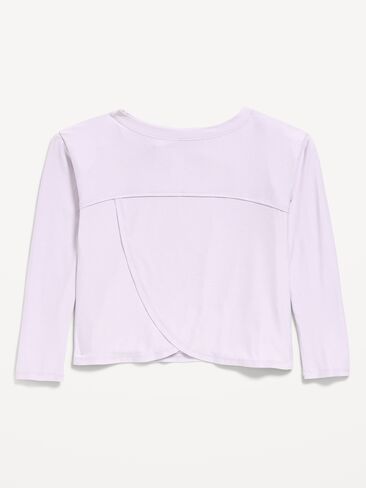 Old Navy CloudMotion Long-Sleeve Cross-Back Top for Girls - Dusky Lavender in Kuwait