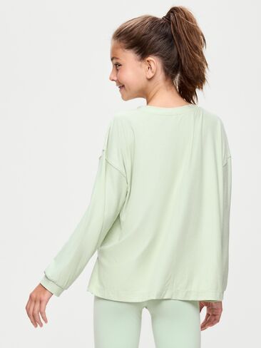 Old Navy CloudMotion Long-Sleeve Tunic T-Shirt for Girls - Soft Aloe in Kuwait