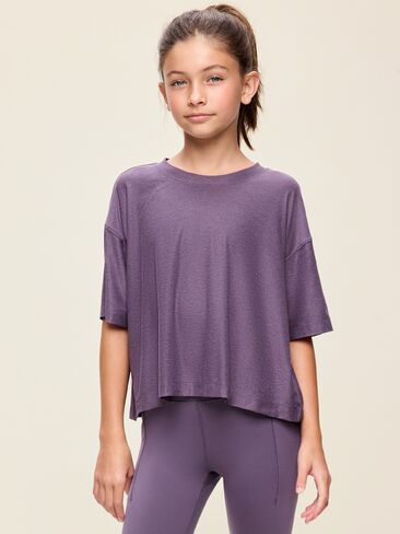 Old Navy CloudMotion Short-Sleeve Boxy T-Shirt for Girls - Story Dust in Kuwait