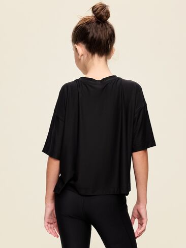 Old Navy CloudMotion Short-Sleeve Boxy T-Shirt for Girls - Black in Kuwait