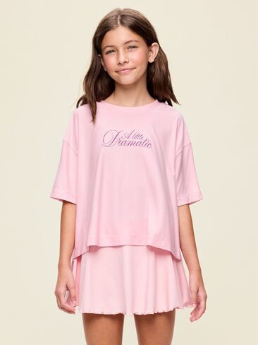 Old Navy CloudMotion Short-Sleeve Boxy T-Shirt for Girls - Pink Sky in Kuwait