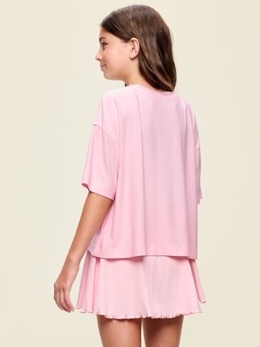 Old Navy CloudMotion Short-Sleeve Boxy T-Shirt for Girls - Pink Sky in Kuwait