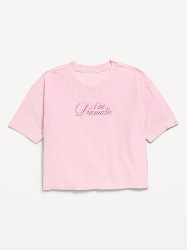 Old Navy CloudMotion Short-Sleeve Boxy T-Shirt for Girls - Pink Sky in Kuwait