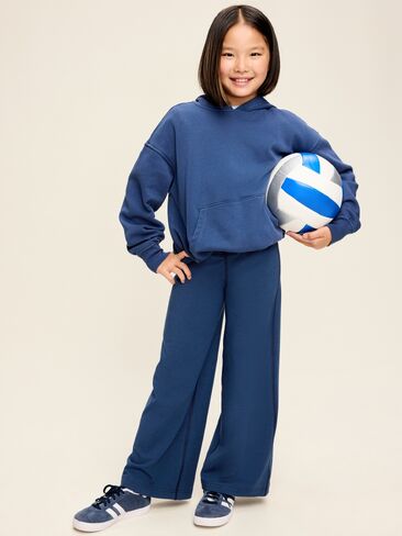 Old Navy High-Waisted PowerChill Crossover Wide-Leg Pants for Girls - Obscure Night in Kuwait