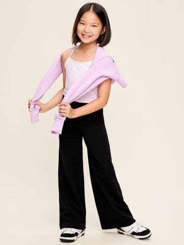 Old Navy High-Waisted PowerChill Crossover Wide-Leg Pants for Girls - Black Jack in Kuwait