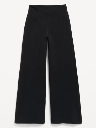 Old Navy High-Waisted PowerChill Crossover Wide-Leg Pants for Girls - Black Jack in Kuwait