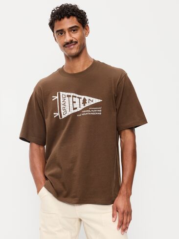 Old Navy Heavyweight Graphic T-Shirt - Dark Walnut in Kuwait