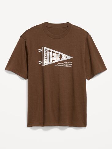 Old Navy Heavyweight Graphic T-Shirt - Dark Walnut in Kuwait