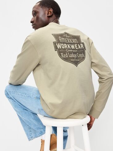 Old Navy Long-Sleeve Heavyweight Graphic T-Shirt - Elbow Grease in Kuwait