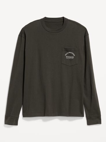 Old Navy Long-Sleeve Heavyweight Graphic T-Shirt - Dark Kelp in Kuwait