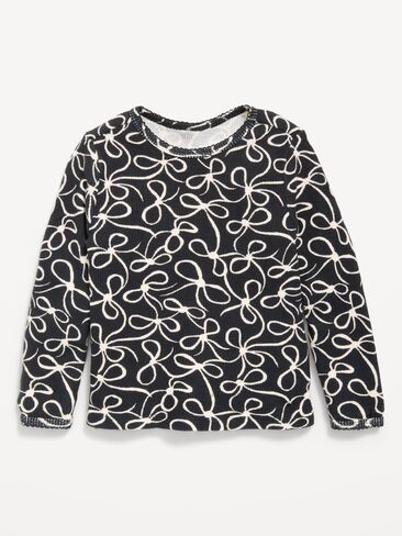 Old Navy Long-Sleeve Waffle Knit T-Shirt for Toddler Girls - Black Bow in Kuwait