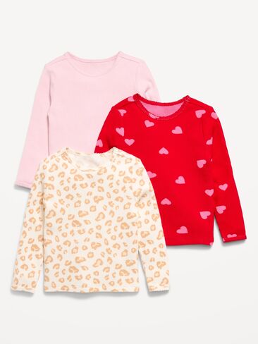Old Navy Long-Sleeve Waffle Knit T-Shirt 3-Pack for Toddler Girls - Sweetheart Mix in Kuwait