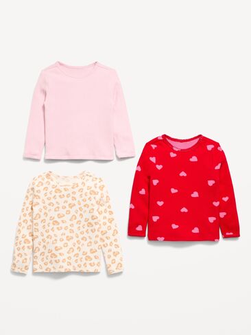 Old Navy Long-Sleeve Waffle Knit T-Shirt 3-Pack for Toddler Girls - Sweetheart Mix in Kuwait