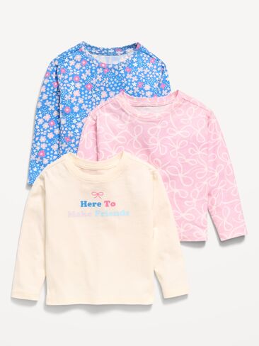 Old Navy Long-Sleeve T-Shirt 3-Pack for Toddler Girls - Blue Ditsy Floral in Kuwait