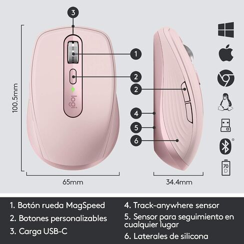 Logitech MX Anywhere 3 Compact Performance Wireless Mouse 4K DPI - Rose in Kuwait