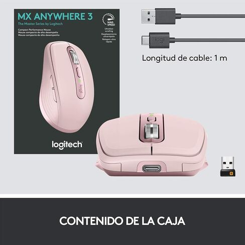 Logitech MX Anywhere 3 Compact Performance Wireless Mouse 4K DPI - Rose in Kuwait