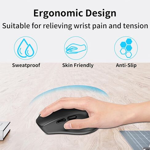 2.4G Silent Ergonomic Wireless Side Button Mouse Black in Kuwait