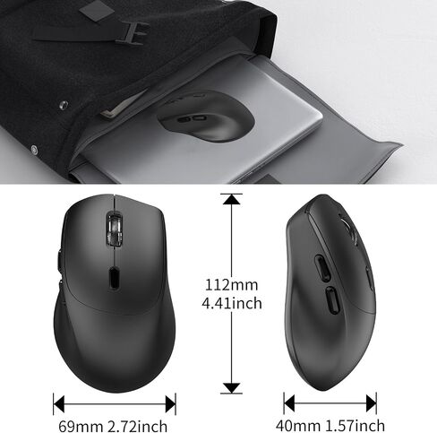2.4G Silent Ergonomic Wireless Side Button Mouse Black in Kuwait
