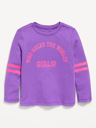 Old Navy Long-Sleeve Graphic T-Shirt for Toddler Girls - Black Plum in Kuwait