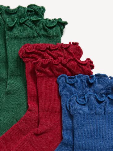 Old Navy Ruffled Crew Sock 3-Pack for Women - Solid Performance in Kuwait