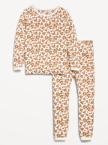 Old Navy SoftMode Printed Snug-Fit Pajama Set for Toddler & Baby - Brown Leopard in Kuwait