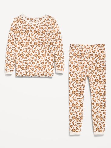 Old Navy SoftMode Printed Snug-Fit Pajama Set for Toddler & Baby - Brown Leopard in Kuwait