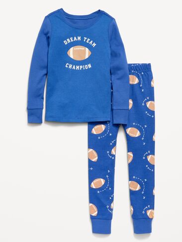 Old Navy Printed Snug-Fit Pajama Set for Toddler & Baby - Football Champ in Kuwait