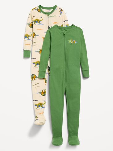 Old Navy Snug-Fit 2-Way-Zip Pajama One-Piece 2-Pack for Toddler & Baby - Dinosaur Green in Saudi Arabia