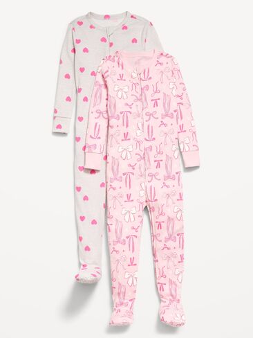Old Navy Snug-Fit 2-Way-Zip Pajama One-Piece 2-Pack for Toddler & Baby - Bows in Saudi Arabia