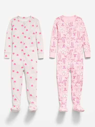 Old Navy Snug-Fit 2-Way-Zip Pajama One-Piece 2-Pack for Toddler & Baby - Bows in Saudi Arabia