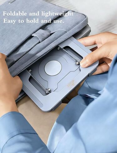 MANHONGYU 360 Rotating Laptop Stand，Ergonomic Foldable Computer Stand，Adjustable Height Laptop Metal Holder with All Laptops (10-16") - Grey in Kuwait