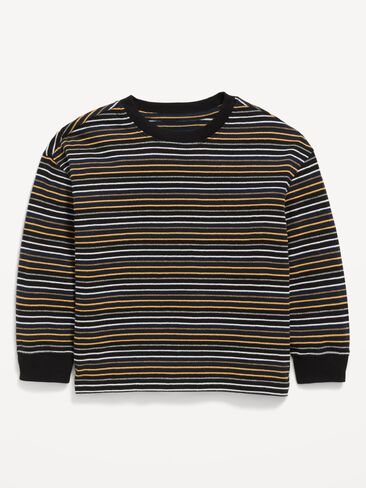 Old Navy Oversized Long-Sleeve Striped T-Shirt for Toddler Boys - Dark Stripes in Kuwait