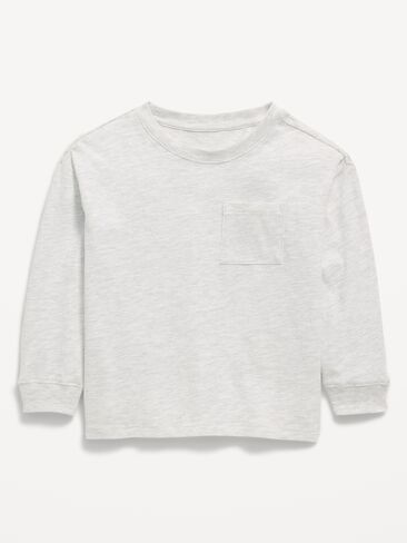 Old Navy Oversized Long-Sleeve Pocket T-Shirt for Toddler Boys - Heather Gray in Kuwait
