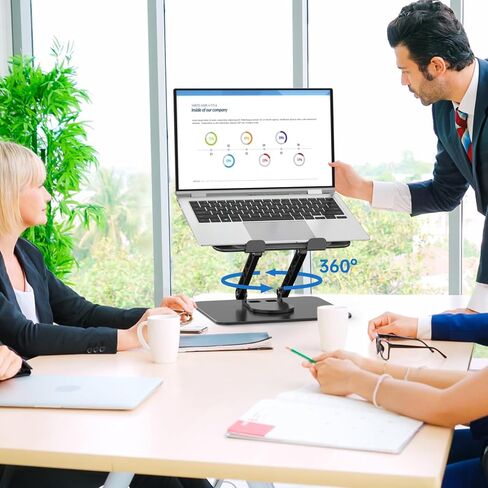 Laptop Stand for Desk Adjustable Computer Stand with 360 Rotating Base Ergonomic Laptop Riser Mount for Desk Foldable Protable Computer Desk Fits with MacBook Pro Air, Black in Kuwait