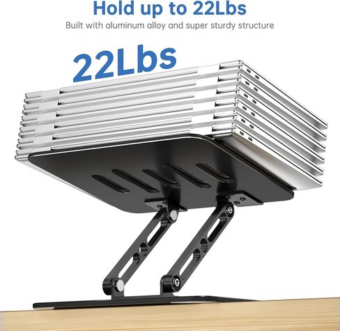 Laptop Stand for Desk Adjustable Computer Stand with 360 Rotating Base Ergonomic Laptop Riser Mount for Desk Foldable Protable Computer Desk Fits with MacBook Pro Air, Black in Kuwait