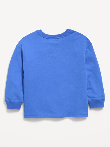 Old Navy Oversized Long-Sleeve Pocket T-Shirt for Toddler Boys - Crayon Blue in Kuwait