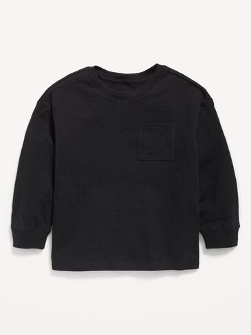 Old Navy Oversized Long-Sleeve Pocket T-Shirt for Toddler Boys - Black Jack in Kuwait