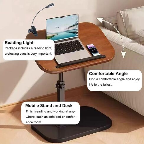 Multiful Sofa Side Floor Stand,Mini Projector Stand Table, Wooden Tray Table,Portable Laptop Holder,Height Adjustable Snack Tray Stand for Living Room Couch Bed Side (Black) in Kuwait