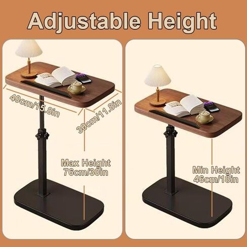 Multiful Sofa Side Floor Stand,Mini Projector Stand Table, Wooden Tray Table,Portable Laptop Holder,Height Adjustable Snack Tray Stand for Living Room Couch Bed Side (Black) in Kuwait