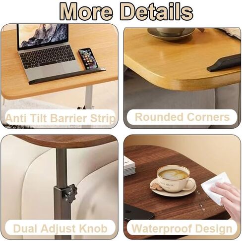 Multiful Sofa Side Floor Stand,Mini Projector Stand Table, Wooden Tray Table,Portable Laptop Holder,Height Adjustable Snack Tray Stand for Living Room Couch Bed Side (Black) in Kuwait