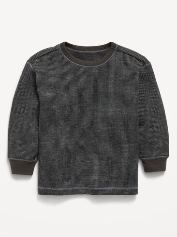 Old Navy Long-Sleeve Waffle Knit T-Shirt for Toddler Boys - Black Jack in Kuwait