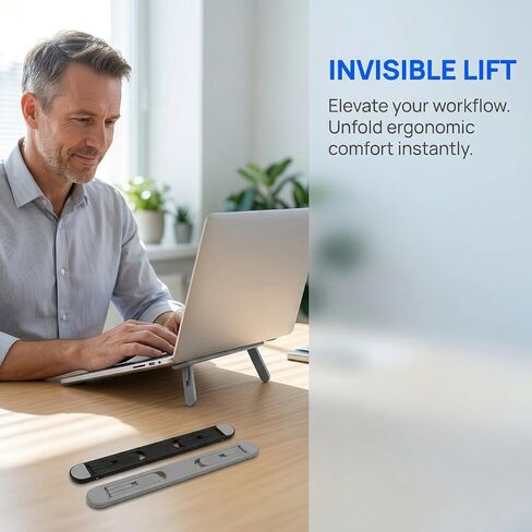 Adjustable Foldable Laptop Stand, Portable Computer and Tablet Holder with Cooling Design, Height Angle Support for Office Use in Kuwait