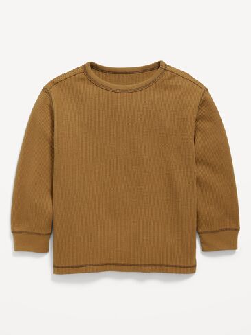 Old Navy Long-Sleeve Waffle Knit T-Shirt for Toddler Boys - Golden Brown in Kuwait