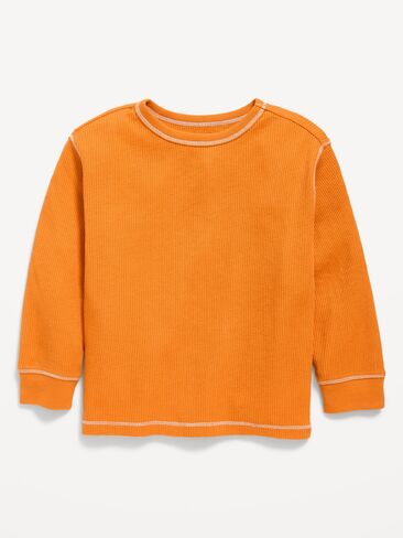 Old Navy Long-Sleeve Waffle Knit T-Shirt for Toddler Boys - Pumpkin Puree in Kuwait