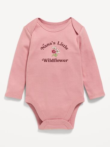 Old Navy Long-Sleeve Graphic Bodysuit for Baby - Pink Paradigm in Kuwait
